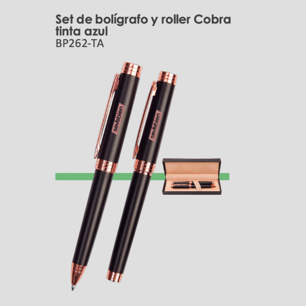 Set de bolígrafo y roller Cobra tinta azul