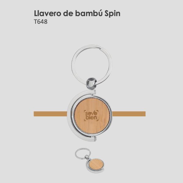 Llavero de bambú Spin