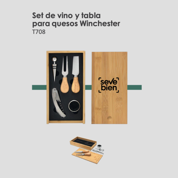 Set de vino y tabla para quesos Winchester